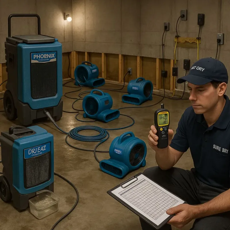 Structural Drying and Dehumidification process in West Springfield, MA